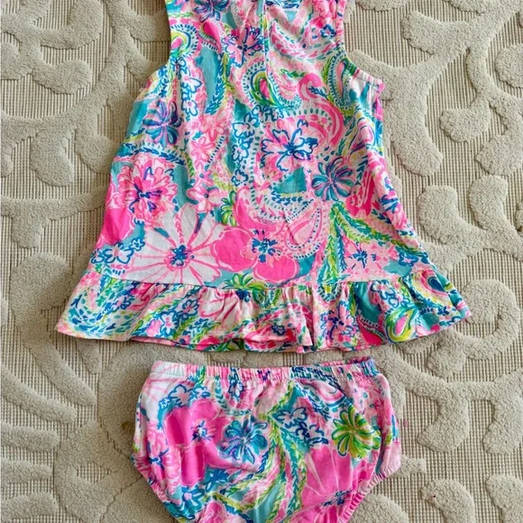 Lilly Pulitzer floral toddler girl floral Dress 12-18M - Picture 3 of 4